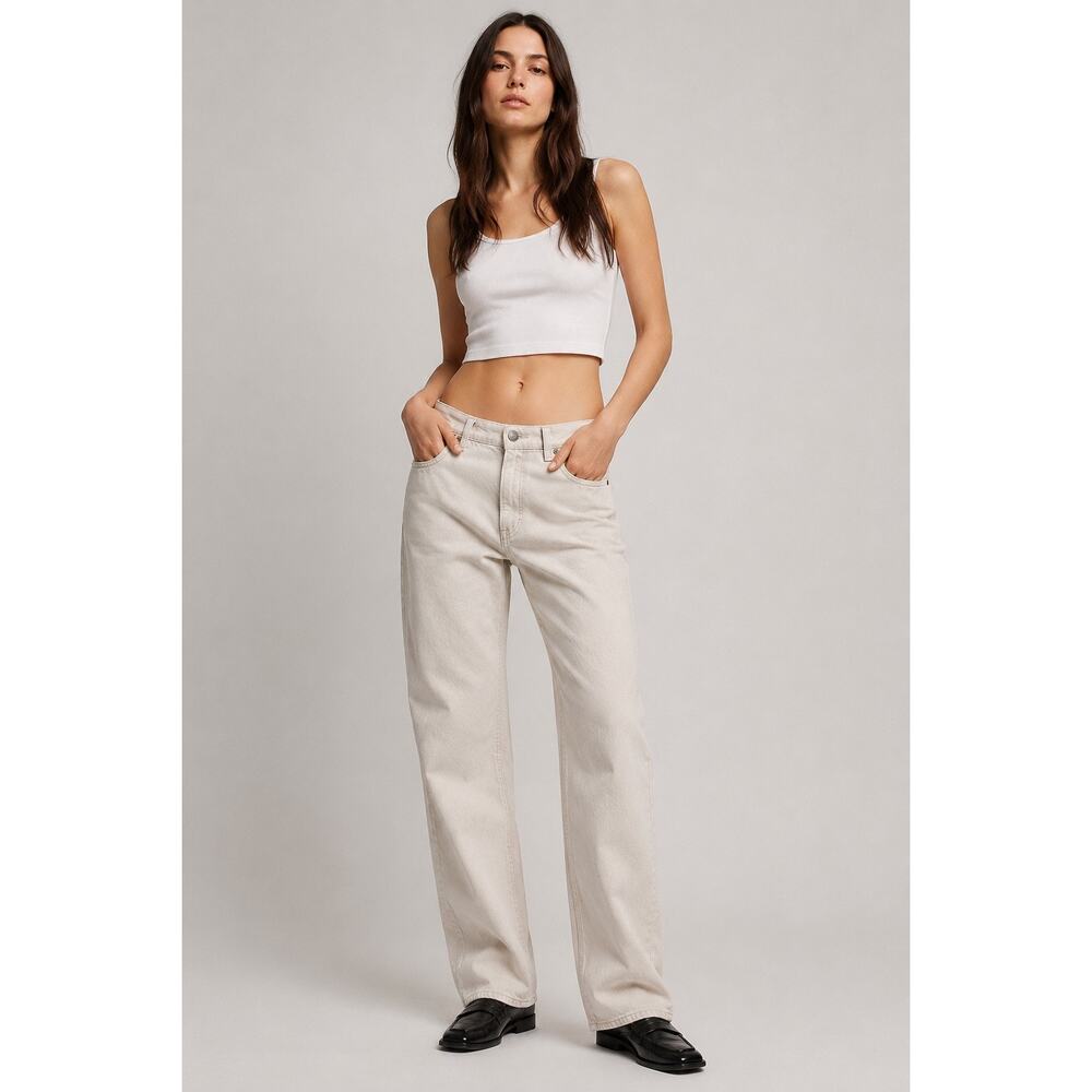 Weekday Rowe Extra High Straight Jeans Cream Ivory W29 L32 100% Cotton